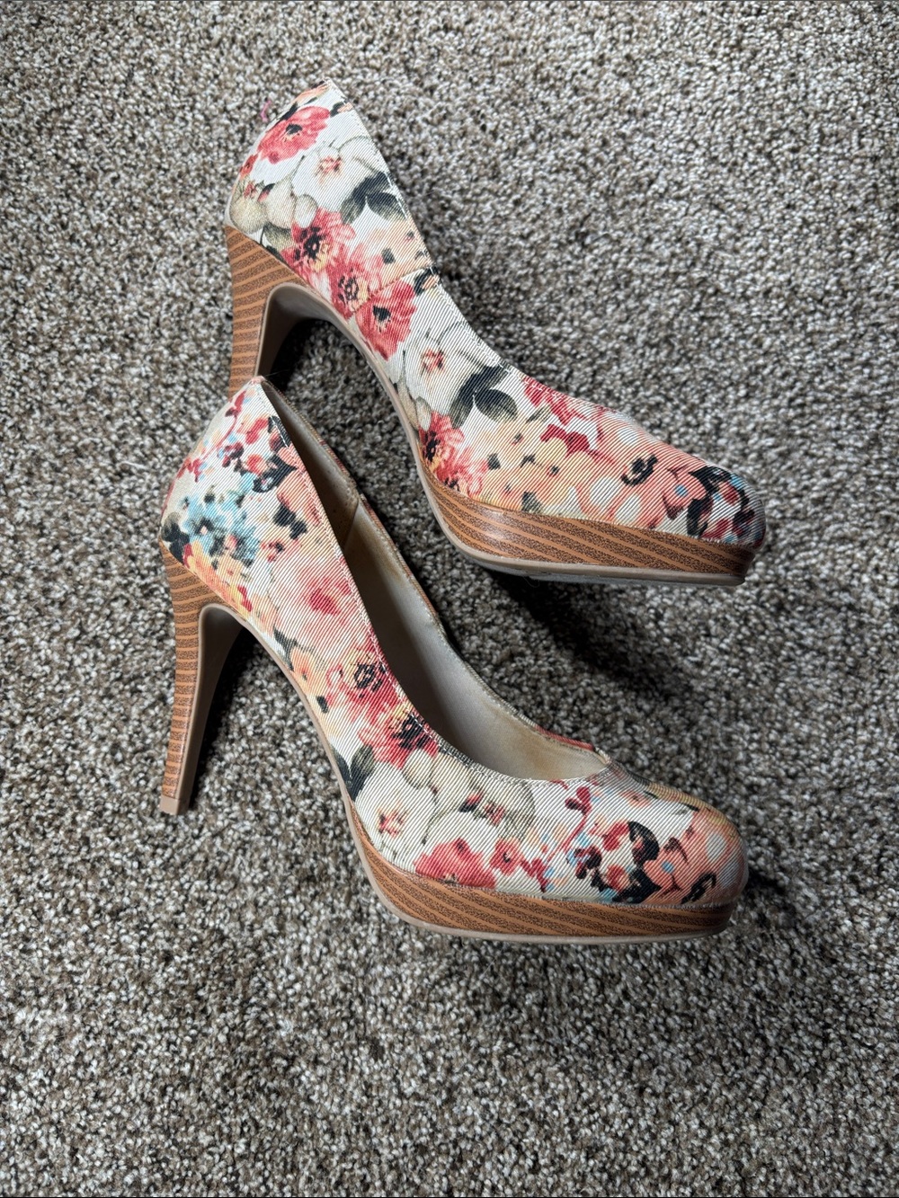 Christian Siriano Floral Platform Pumps - Pink, Cream, Coral